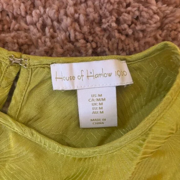 House of Harlow 1960 l Green Ruched Midi Slip Dress Womens Size Medium